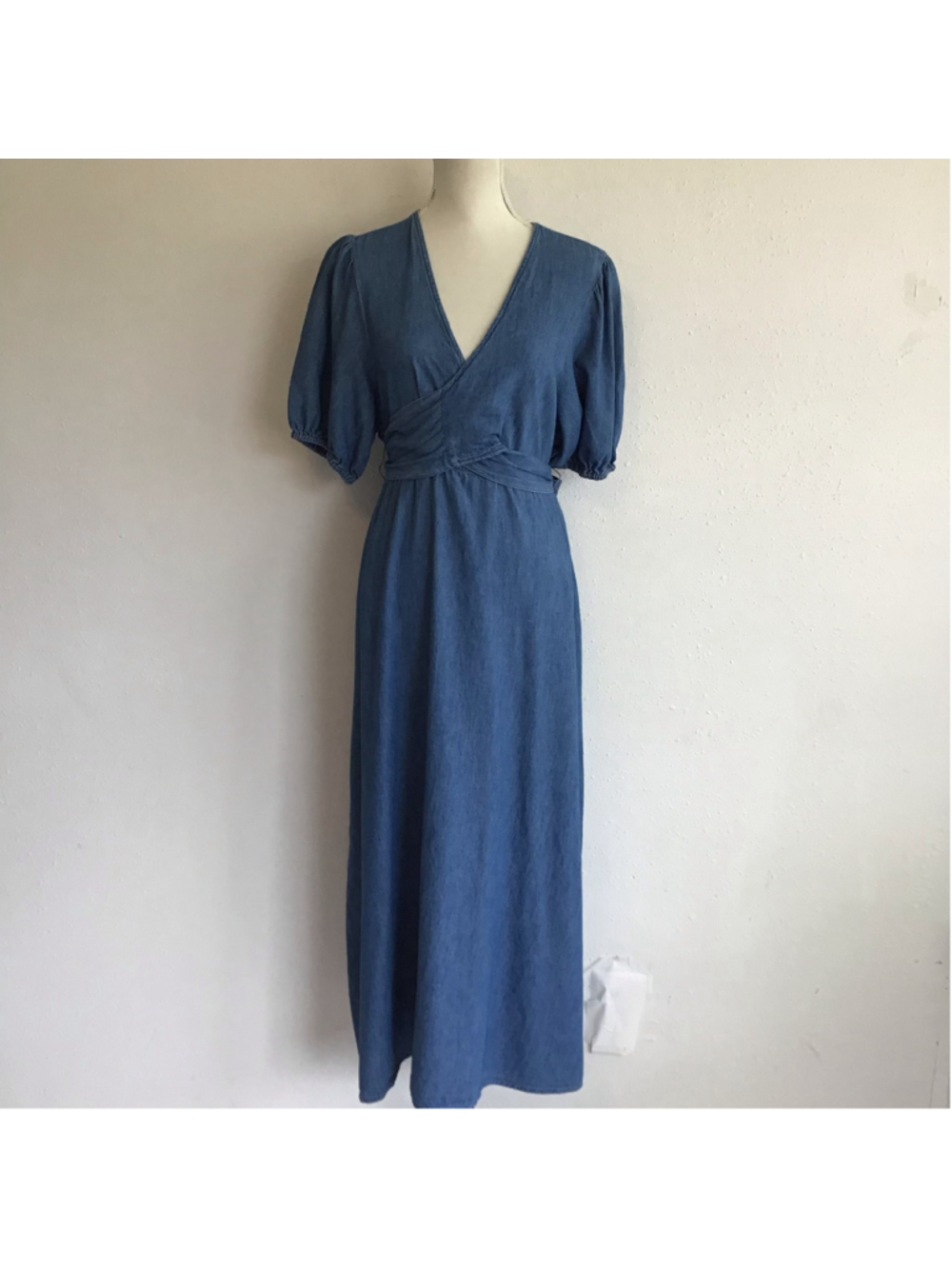 Old Navy Women's Elegant Blue Denim Maxi Wrap Dress Size L
